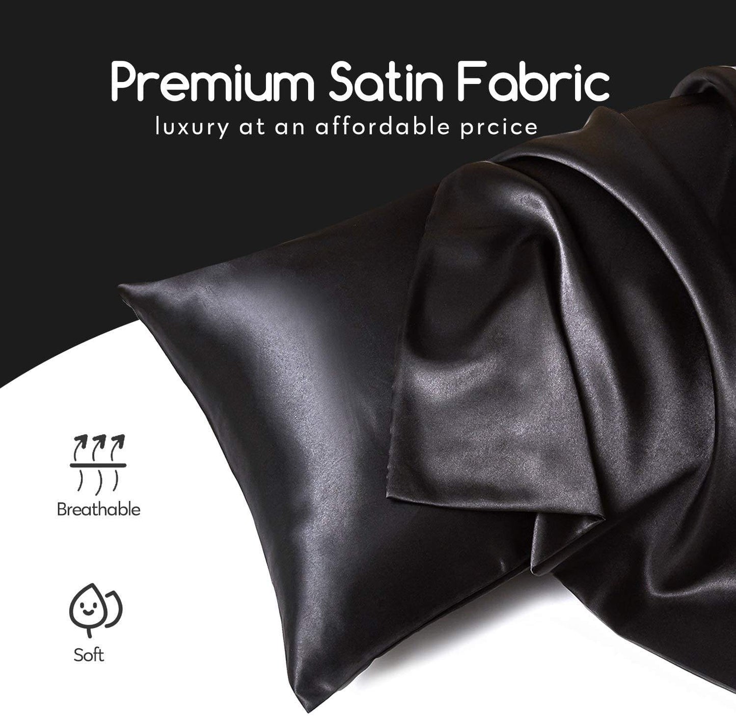 Fata de Pernă din Satin Negru 50 x 75