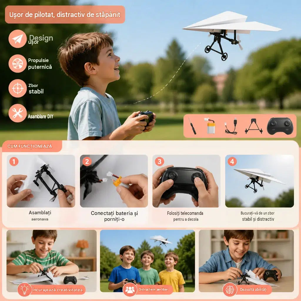 Kit cu Telecomandă pentru Avioane de Hârtie