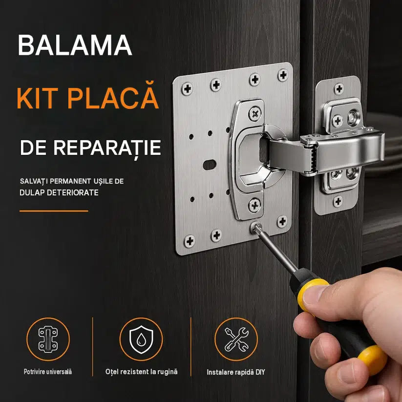 Kit de ranforsare balamale cu placă de fixare 5+5 Gratis